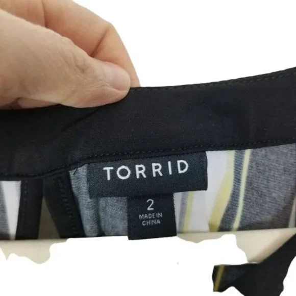 Torrid Womens 2X Yellow & Black Striped Studio Kni - Picture 6 of 10